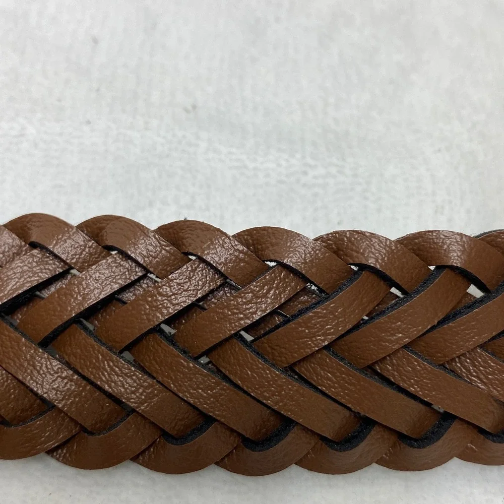 Brown Faux‎ Leather Belt Silver Tone Buckle/Tip Classic Casual Womens Unisex